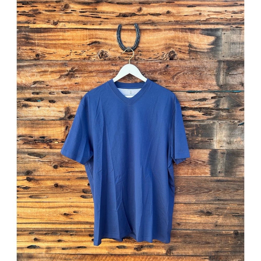 BRUNELLO CUCINELLI | Cotton Jersey V-Neck Navy Blue T-Shirt XXL